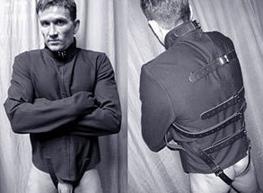Black Canvas Straight Jacket w Leather Straps, Small