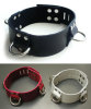 3 D Ring Locking Leather Collar Red Small
