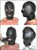 Premium Hood w Blindfold & Gag, Black, S/M