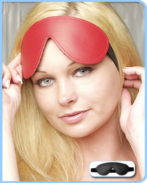 KinkLab Padded Leather Blindfold, Red