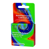 3-Packs Assorted Colors Condoms case of dozen packs