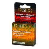 3-Packs Ribbed & Studded Condoms case of dozen packs