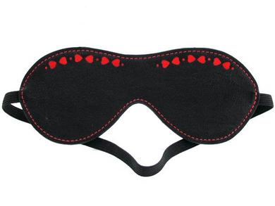 Blindfold Leather WHeart Inlay Black