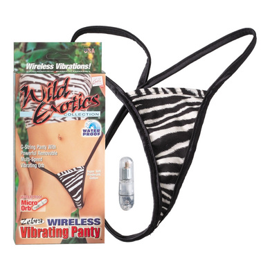 Wild exotics vibrating panty, wireless w/micro orb o/s zebra