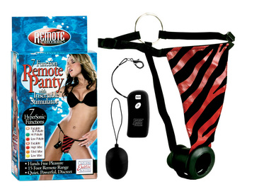 7 function remote panty o/s w/ insertable stimulator tiger