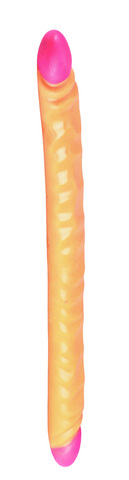 Slim jim duo veined super slim double dong, ivory 17in