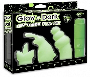 Luv touch play set mini mite massager w/3 jelly massage heads  glow in the dark