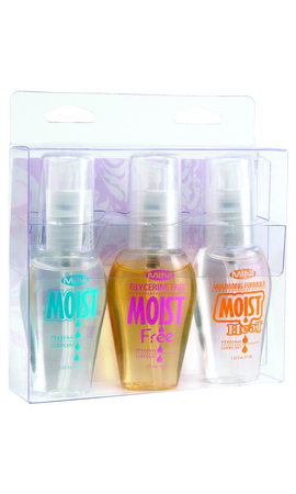 Mini moist lubricant sampler pack – 1.25 oz shower gel, lite and flavored cherry