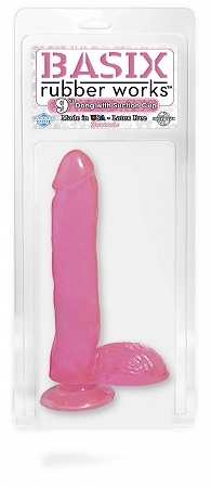 Basix 9in dong w/suction cup – pink