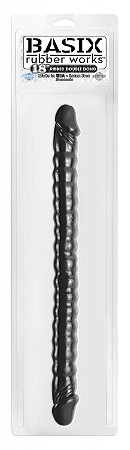 Basix 18in ribbed double dong – black