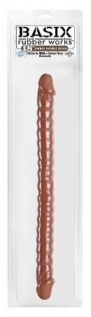 Basix 18in ribbed double dong – brown