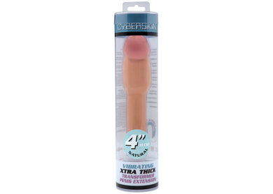 CyberSkin 4" Xtra Thick Vibrating Transformer Penis Extension, Natural
