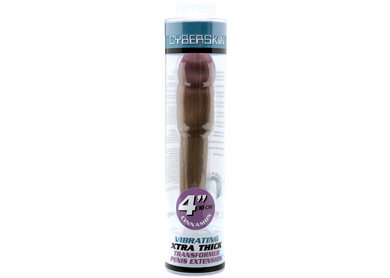 CyberSkin 4" Xtra Thick Vibrating Transformer Penis Extension, Cinnamon