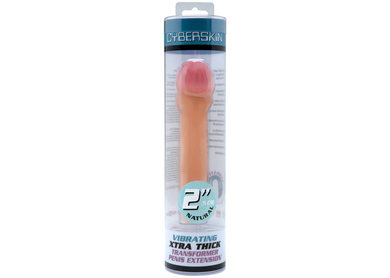 CyberSkin 2" Xtra Thick Vibrating Transformer Penis Extension, Natural