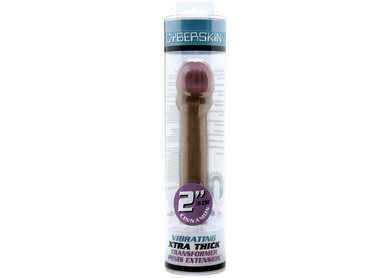 CyberSkin 2in; Xtra Thick Vibrating Transformer Penis Extension, Cinnamon