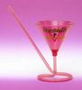 Bachelorette Martini Glass W/Straw