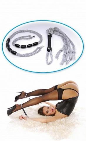 Fetish Fantasy Silver Beaded Rope And Whip Set