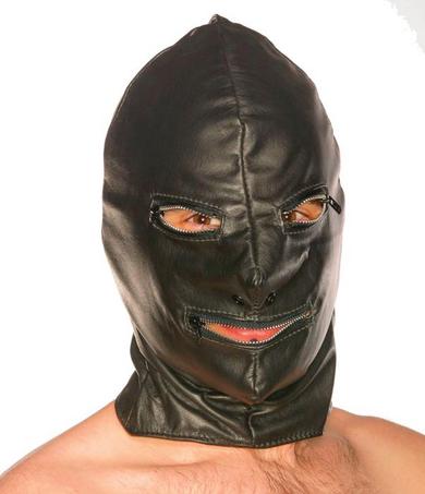 Leather Hood W/ Zip Eyes/Mouth
