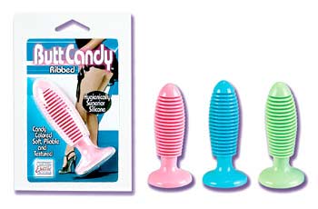 SE1051-12 Butt Candy Ribbed Butt Plug - Blue