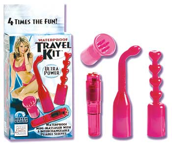Waterproof Travel Kit Mini-Massager - Pink